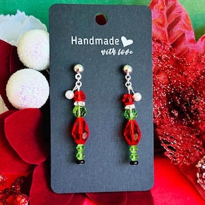 The Grinch Inspired Earrings, Austrian Crystal Beads, Dr. Seuss Earrings, Holiday Earrings, Christmas Gifts, Stocking Stuffers, Grinch Gifts