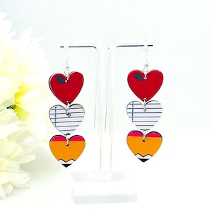 Wooden Pencil Earrings, Back to school Teacher Appreciation Gifts, First Day of School Gifts, Classroom Earrings, Back to School Earrings