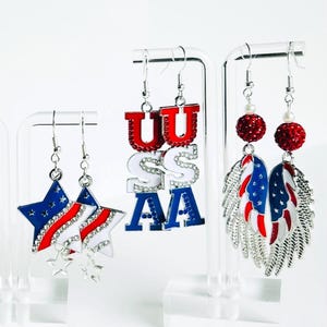 Red, White and Blue Earrings | Patriotic Earrings| 4th of July Earrings | Memorial Day Earrings | Handmade Earrings | Cowgirl Earrings