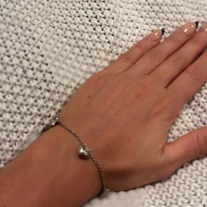 Sterling silver heart charm bracelet