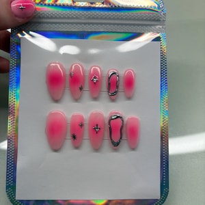 Pink Aura Press On Nails - custom sizes