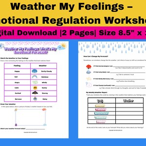 Weather My Feelings Emotional Regulation Worksheet Social Emotional Learning Printable for Kids