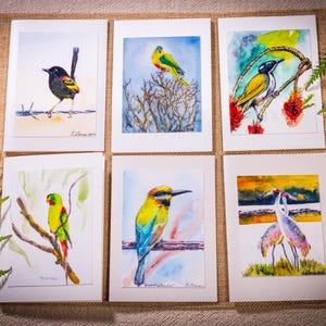 Australian Watercolour Birds Greeting Card - Set 2