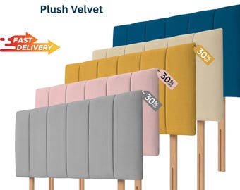 Lined Headboard Padded Plush Velvet Fabric Divan Bedroom Furniture Home Decor UK