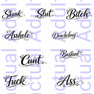 Profanity SVG Bundle | Floral Cursive Adult Humor Cut Files (SVG, PNG)