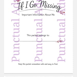 If I Go Missing Packet | Emergency Information Organizer (PDF)