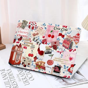 Coque MacBook cerise mignon collage pour MacBook 11 13 14 15 16 pouces ordinateur portable M1 2022 M2 M3 2024 M4 housse Air 13/15 Pro 13/14/16