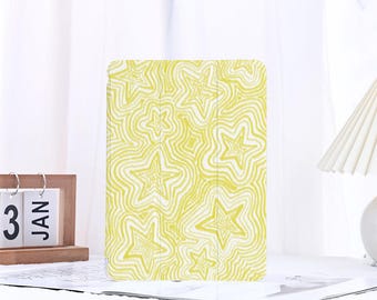 Yellow Star Line iPad Case with Pencil Holder for iPad 11/10/9 Gen iPad Air 6/5/4 13" 11" 10.9" 10.5" iPad Pro 12.9" iPad Mini 6/7 Cover