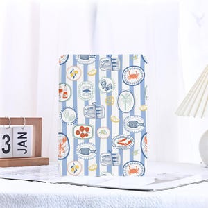 Seafood Cartoon Collage iPad Case with Pencil Holder for 2025 Air 6 Air 4/5 iPad 11th 10th 10.9" 7/8/9 10.2" Pro 11" 12.9" 13" iPad Mini 6/7