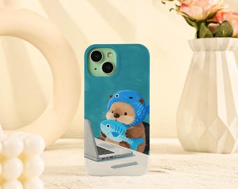 Funda azul con diseño de hámster de dibujos animados para iPhone Air 17, 16, 15, 14, 13, 12, 11 Pro Max, 16e, 15, 14 Plus, Mini, iPhone X, XS, XR, SE. Resistente/suave.
