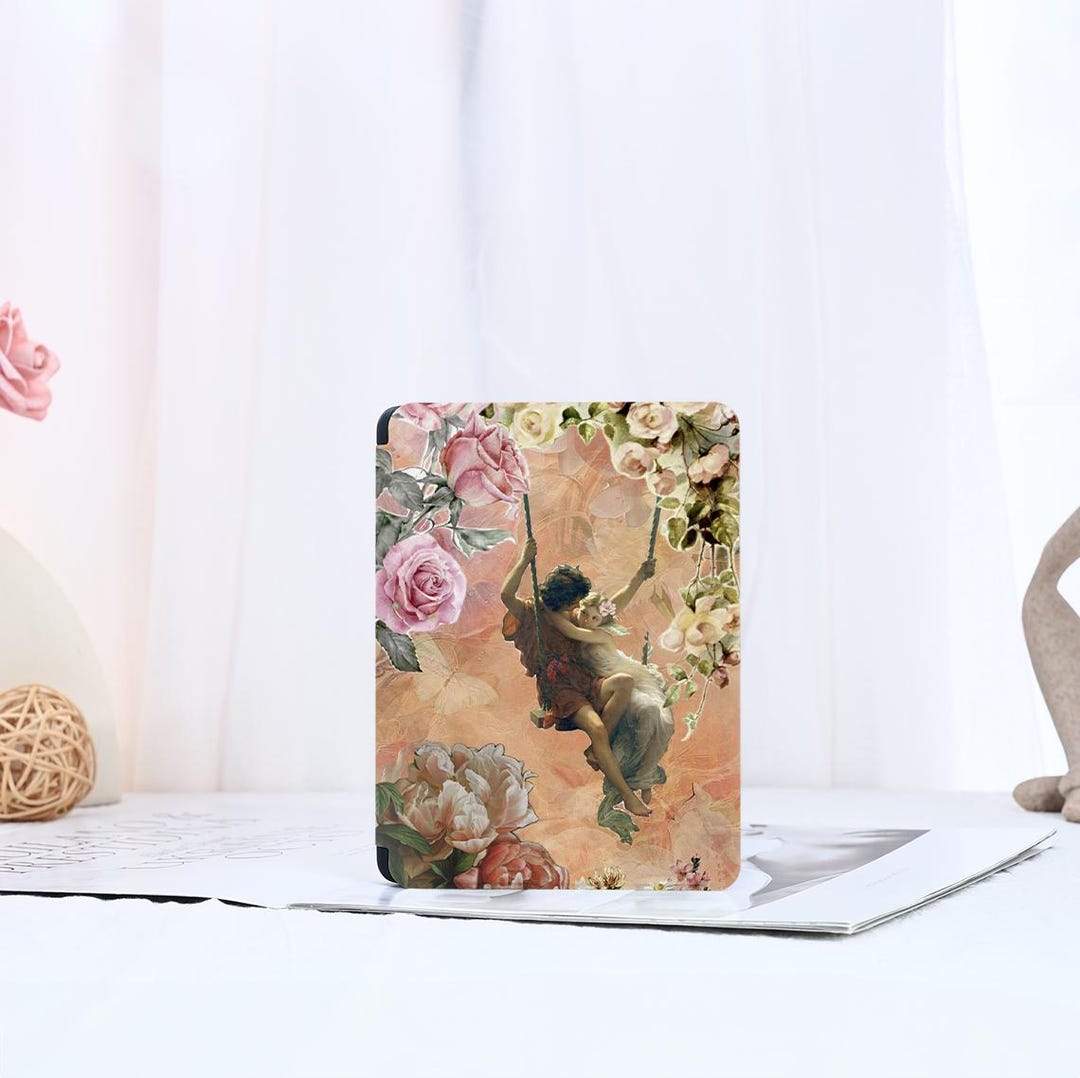 Vintage Flower Art Kindle Case With Hand Strap Kindle Paperwhite 12th ...