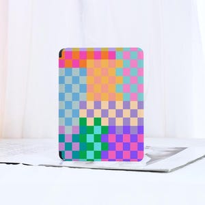 Colorful Checkerboard Kindle Case with Hand Strap for Paperwhite 12th/11th/10th Case Kindle 6&#39;&#39;/6.8&#39;&#39;/7&quot; Case All New Kindle 2022 2024
