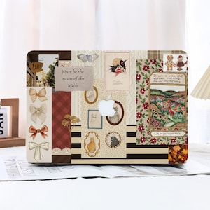 Vintage Collagen MacBook Hülle Für neue MacBook Pro 13 14 15 16 M1 M2 M3 M4 Air 13 A2681 A2337 A2338 Laptop 2024 2022 2021 Fall