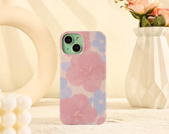Funda para iPhone con diseño de flores azules y rosas para iPhone Air 17, 16, 15, 14, 13, 12, 11 Pro Max, 16e, 15, 14 Plus, Mini, iPhone X, XS, XR, SE. Funda resistente/suave para iPhone.