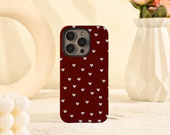 Djupt rött hjärta iPhone-skal till iPhone Air 17 16 15 14 13 12 11 Pro Max 16e 15 14 Plus Mini iPhone X XS XR SE Tåligt/mjukt iPhone-skal