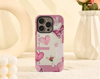 Funda de teléfono con pintura de collage rosa para iPhone Air, iPhone 17, 16, 15, 14, 13, 12 y 11, funda para iPhone Pro/Pro Max, funda para iPhone Mini, funda para XR, XS MAX
