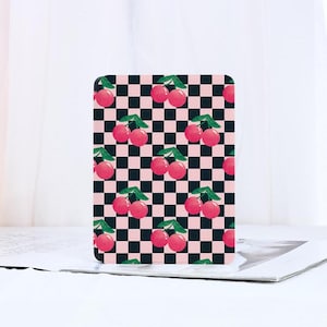Checkerboard Cherry Kindle Case with Hand Strap for Paperwhite 12th/11th/10th Case Kindle 6&#39;&#39;/6.8&#39;&#39;/7&quot; Case All New Kindle 2024 2022