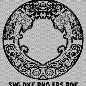 Cornice circolare Arte floreale / svg png dxf eps pdf / grafica vettoriale file di taglio cricut clip art laser / download digitale immediato uso commerciale