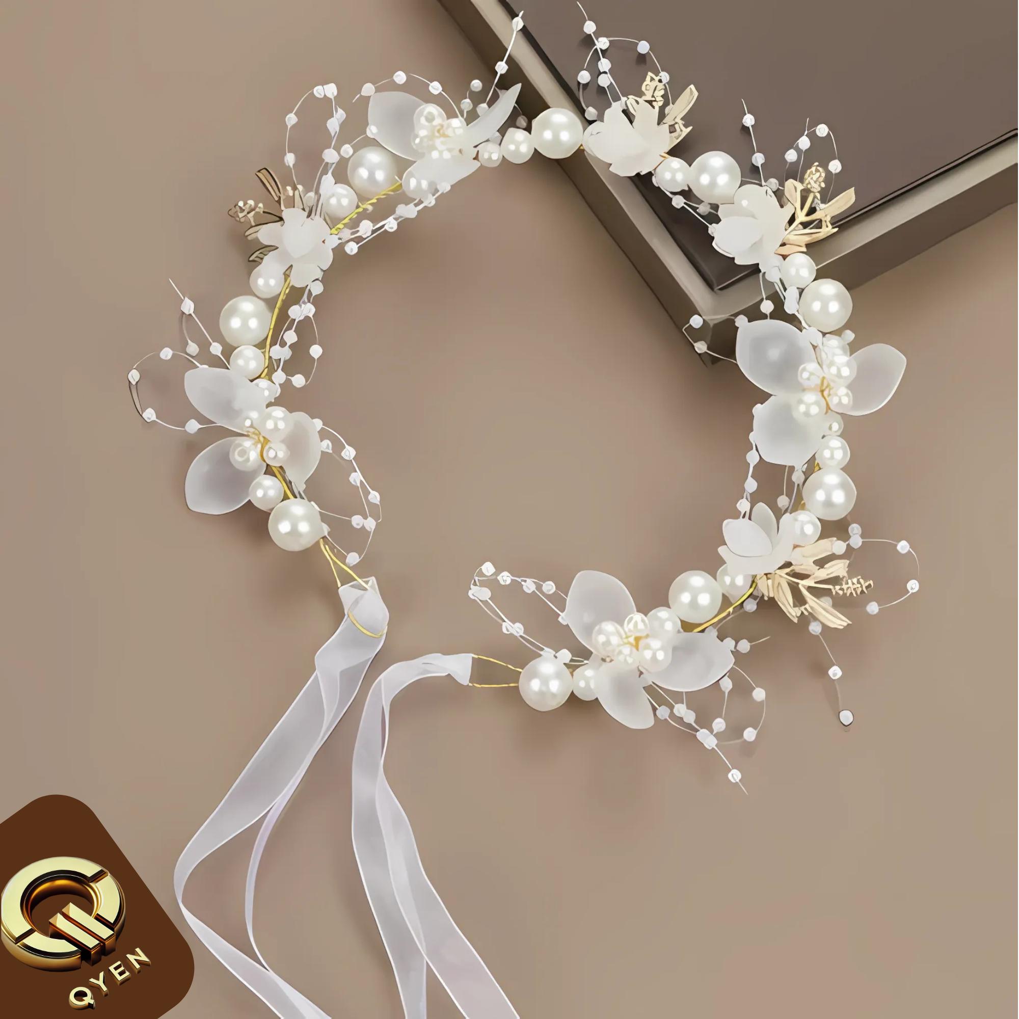 Handcrafted Luxury heads piece with pearls Freshwater Pearl Headband Bridal Headpiece ABIGAIL | EDEN  main image 3