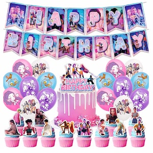 Pink & Purple Fantasy Demon Hunter Party Decoration Set – Birthday Theme for Kids