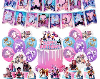 Pink & Purple Fantasy Demon Hunter Party Decoration Set – Birthday Theme for Kids