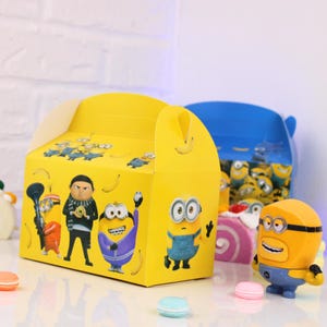 Minions Inspired Goodie Box – Size 6.3&quot;x3.7&quot;x3.7&quot; Kids Birthday Party Favor Treat Bag