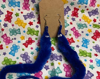 Worm On A String Earrings - Dark Blue