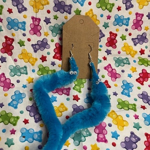 Worm On A String Earrings - Light Blue