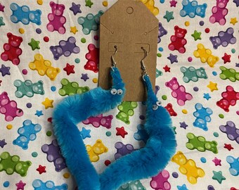 Worm On A String Earrings - Light Blue