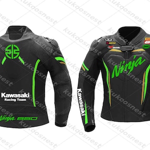 Kawasaki Ninja Leather Motorcycle Jacket: Cowhide Racing Suit