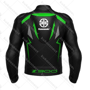 Kawasaki Ninja Leather Motorcycle Jacket: Cowhide Racing Suit