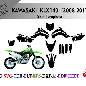 Kawasaki KLX140 (2008-2017) Skin Vector Templete File Skin Die Cut Layout
