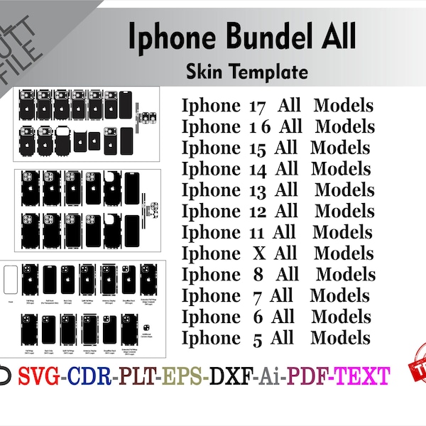 Apple Iphone All model Bundels Skin Vector Templete File Skin Die Cut Layou