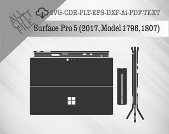 Surface Pro 5 (2017, Model 1796, 1807) Skin Vector Templete File Skin Die Cut Layout