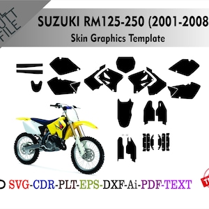 SUZUKI RM125-250 (2001-2008) Skin Vector Templete File Skin Die Cut Layout Graphic
