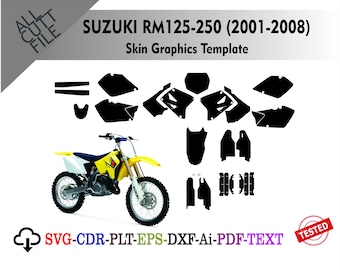 SUZUKI RM125-250 (2001-2008) Skin Vector Templete File Skin Die Cut Layout Graphic