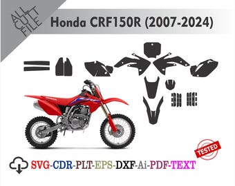 Honda CRF150R (2007-2024) Skinnvektor Template Fil Skin Stansad Layout