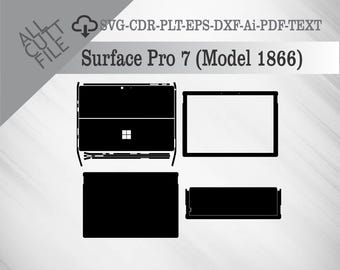 Surface Pro 7 (Model 1866) Skin Vector Templete File Skin Die Cut Layout