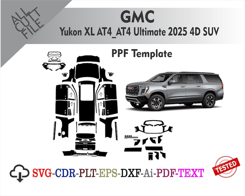 GMC Yukon XL AT4_AT4 Ultimate 2025 4D SUV Ppf Vector Templete File Skin ...
