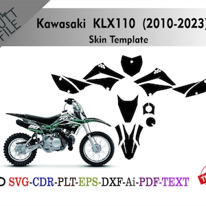 Kawasaki  KLX110  (2010-2023) Skin Vector Templete File Skin Die Cut Layout
