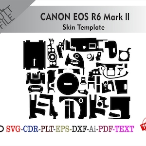 CANON EOS R6 Mark ll Skin vector template file skin die cut layout