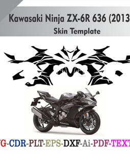 Kawasaki Ninja ZX-6R 636 2013-2018 Skin Template Wrap Design