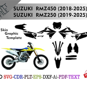 Suzuki  RMZ450 (2018-2025) RMZ250 (2019-2025) Skin Vector Templete File Skin Die Cut Layout Graphic