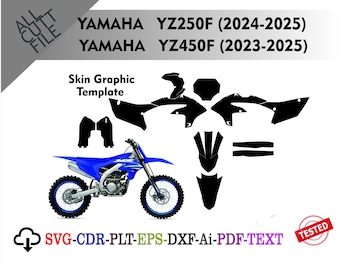Yamaha  YZ250F (2024-2025) YZ450F (2023-2025) Skin Vector Templete File Skin Die Cut Layout Graphic