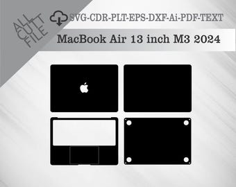 Plantilla vectorial para MacBook Air de 13 pulgadas M3 2024, diseño troquelado