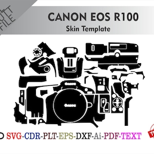 CANON EOS R100 Skin vector template file skin die cut layout