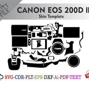 CANON EOS 200D ll Skin Vector Templete File Skin Die Cut Layout