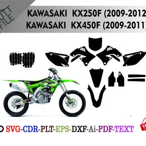 Kawasaki KX250F (2009-2012) KX450F (2009-2011) Skin Vorlage Vektor Template Haut Die Cut Layout
