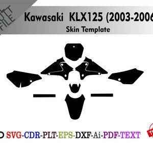 Kawasaki  KLX125 (2003-2006) Skin Vector Templete File Skin Die Cut Layout