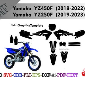 Yamaha YZ450F (2018-2022) YZ250F (2019-2023) Skin Vector Templete File Skin gestanste lay-outafbeelding